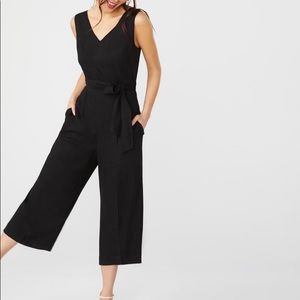 RW&CO Black Linen Crossover Jumpsuit